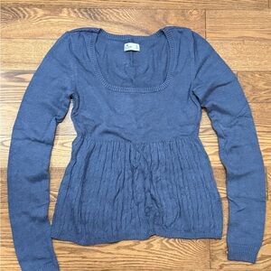 Hollister Y2K Blue Long Sleeve Knit Babydoll Top
